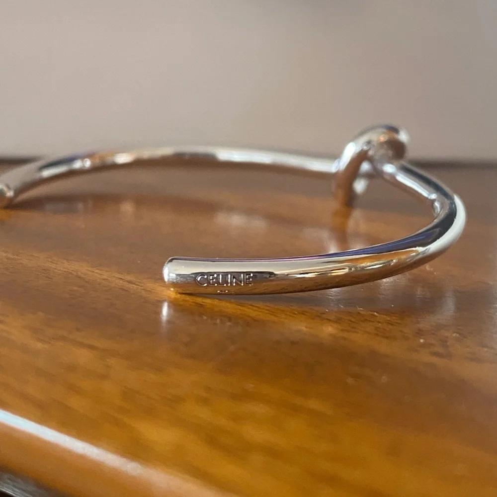 Celine Knot Extra-Thin Bracelet in Brass with Rhodium Finish Silver - Picture 8 of 9